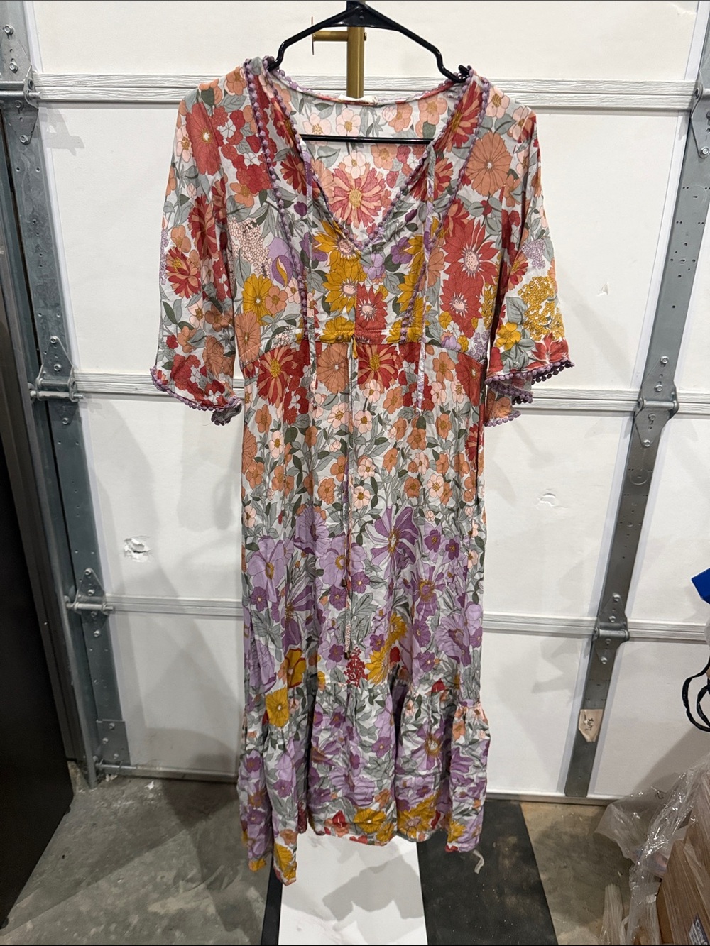 Boho Floral Maxi Dress in Mixed Pastel Colors